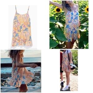 Urban Outfitters Peach Orange‎ Print Sleeveless Boho Summer Mini Dress Medium M